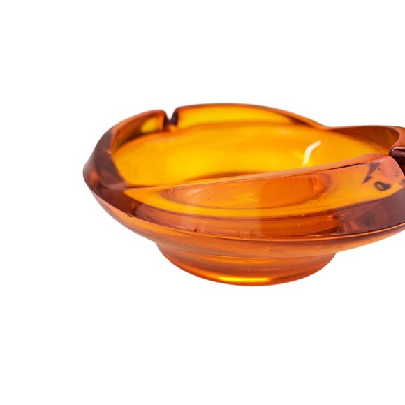 Vintage Viking Persimmon Glass Cadmium Amber Ashtray Tulip Orange MCM 6.5 inches - Picture 13 of 16